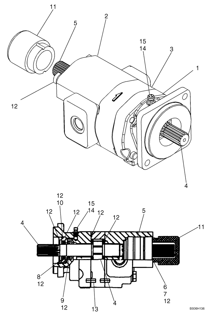 Схема запчастей Case 1150K - (08-13) - PUMP ASSY, HYDRAULIC GEAR (WITH PTO) (08) - HYDRAULICS