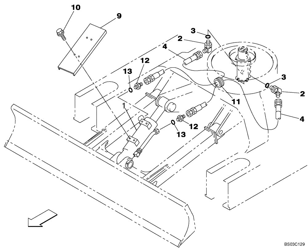 Схема запчастей Case CX80 - (08-50) - HYDRAULICS - BLADE CYLINDER LINE, MODELS WITHOUT LOAD HOLD (08) - HYDRAULICS