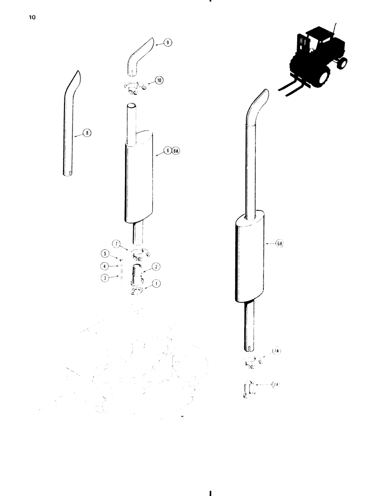 Схема запчастей Case 584C - (010) - MUFFLER AND EXHAUST SYSTEM (10) - ENGINE
