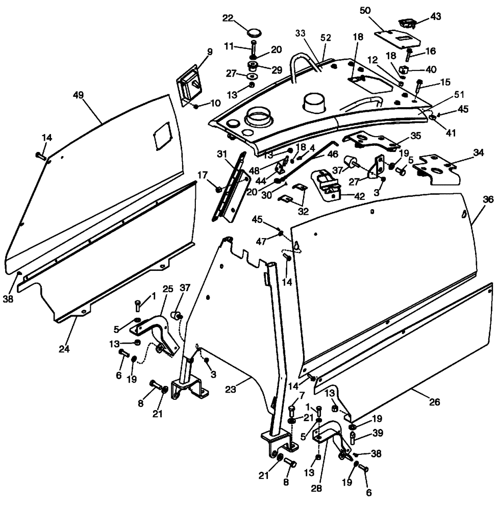 Схема запчастей Case 650L - (90.116.01) - HOOD AND SIDE PANELS (90) - PLATFORM, CAB, BODYWORK AND DECALS