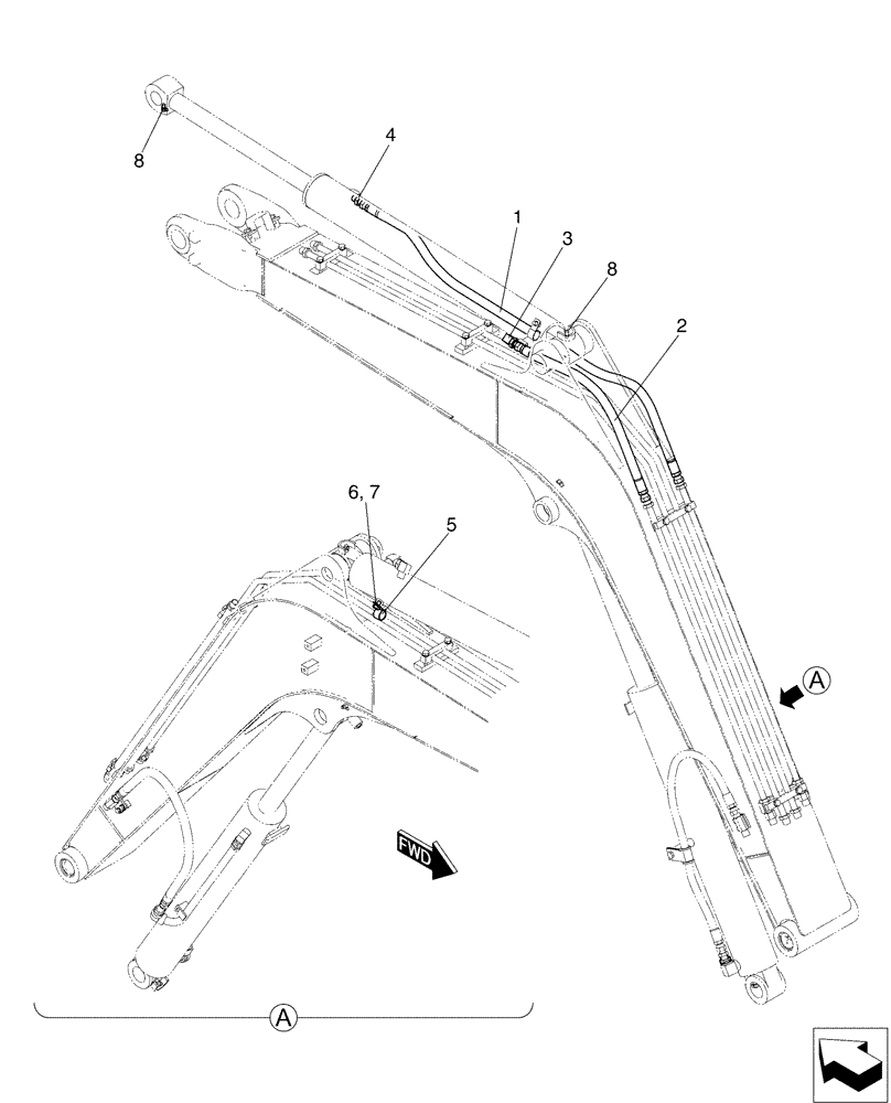 Схема запчастей Case CX50B - (03-009) - HYD LINES, CYLINDER, ARM (35) - HYDRAULIC SYSTEMS