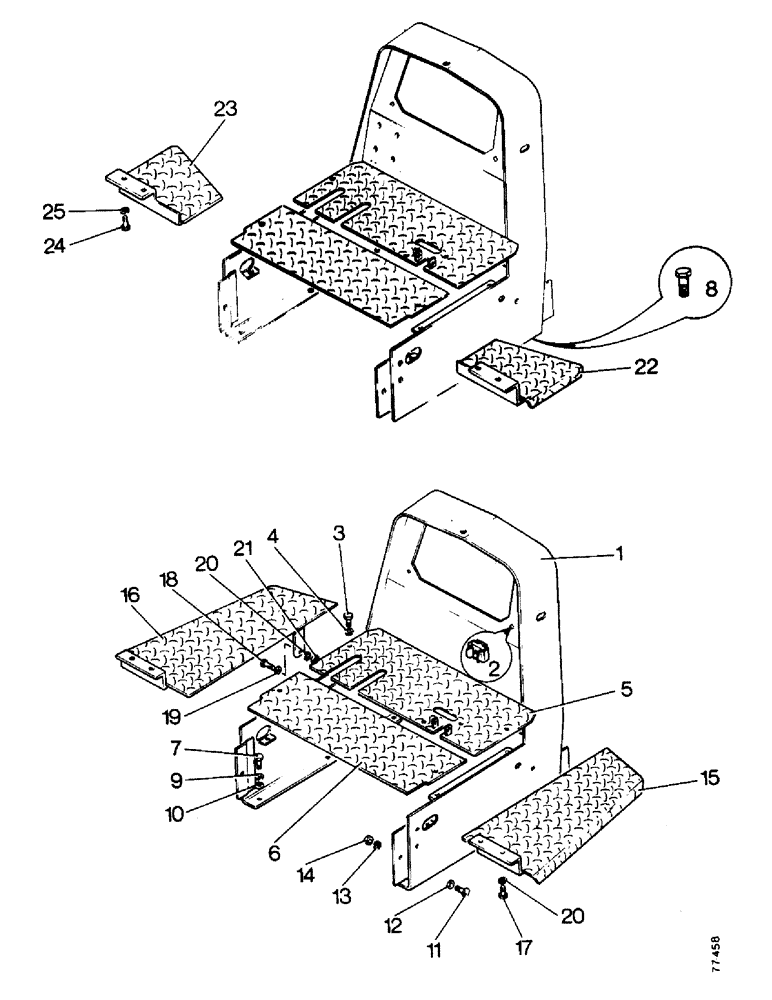 Схема запчастей Case 850 - (G06-1) - COWL, FLOOR PLATES AND STEP PLATES (05) - UPPERSTRUCTURE CHASSIS