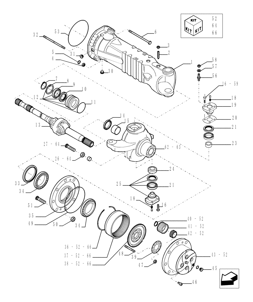 Схема запчастей Case TX1055 - (1.44.0[03]) - REDUCTION - REAR AXLE (27) - REAR AXLE SYSTEM