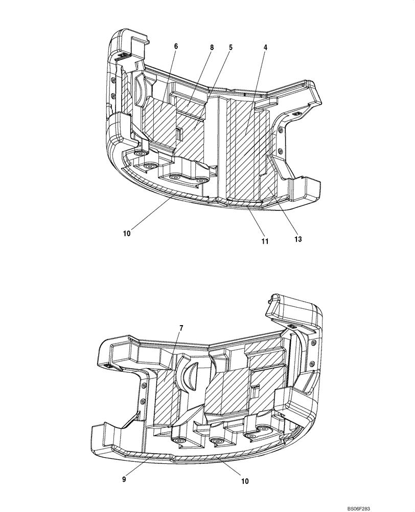 Схема запчастей Case CX135SR - (09-06B) - COUNTERWEIGHT - SOUNDPROOFING - OFFSET BOOM (09) - CHASSIS/ATTACHMENTS