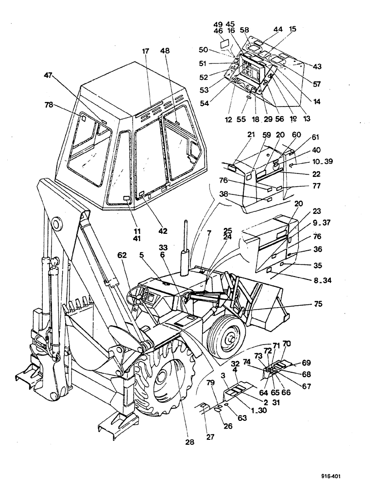 Схема запчастей Case 580F - (410) - DECALS, TRACTOR AND LOADER (90) - PLATFORM, CAB, BODYWORK AND DECALS