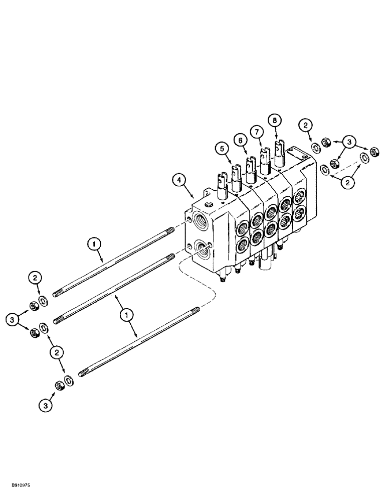 Схема запчастей Case 560 - (8-020) - ATTACHMENT CONTROL VALVE ASSEMBLY - H674409 (08) - HYDRAULICS
