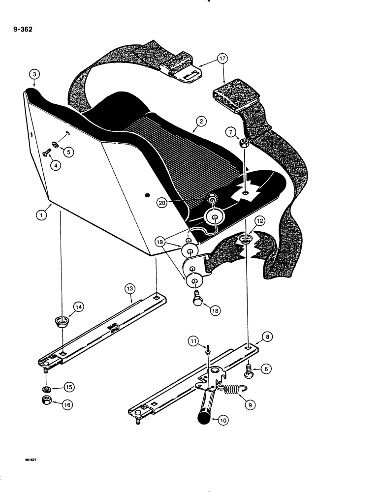 Схема запчастей Case DH4B - (9-362) - SEAT AND SEAT BELT (09) - CHASSIS/ATTACHMENTS