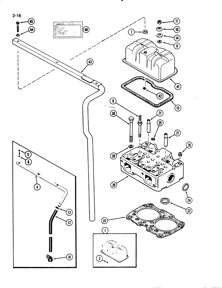 Схема запчастей Case W20C - (2-16) - CYLINDER HEAD AND COVER, 504BD AND 504BDT ENGINE (02) - ENGINE