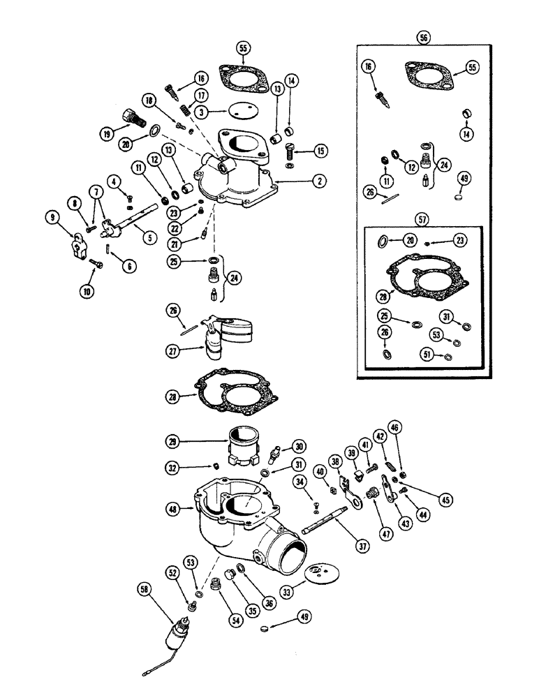 Схема запчастей Case W10E - (054) - A24552 CARBURETOR, REAR INLET W/DRY TYPE AIR CLEANER (03) - FUEL SYSTEM