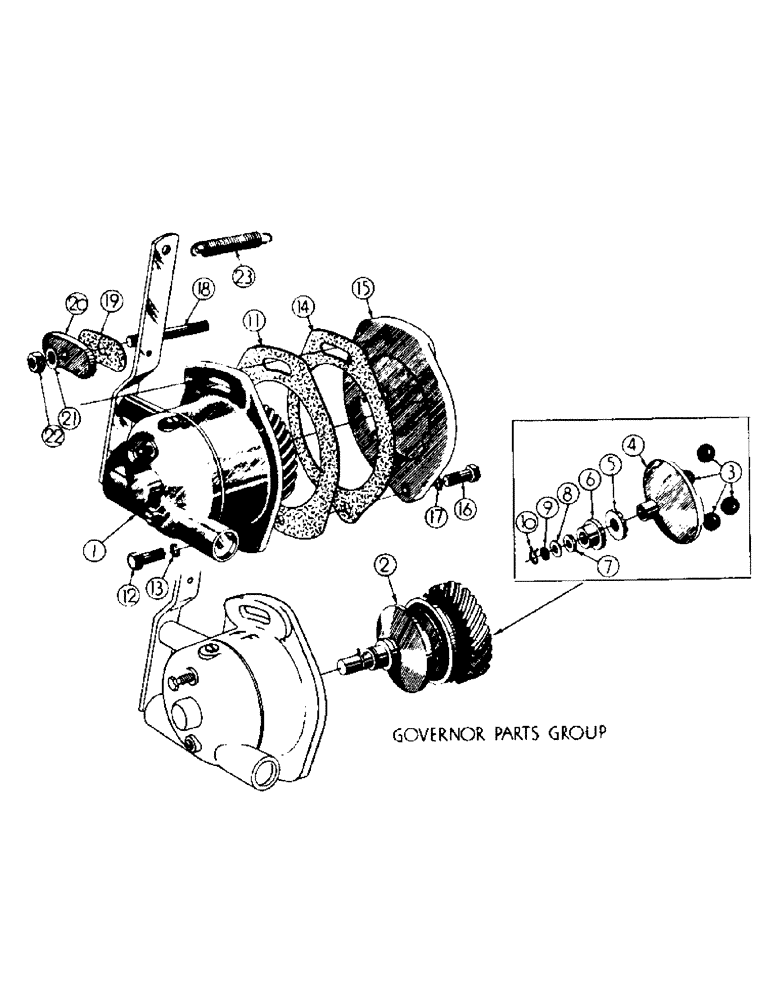 Схема запчастей Case 256 - (013) - GOVERNOR PARTS (01) - ENGINE