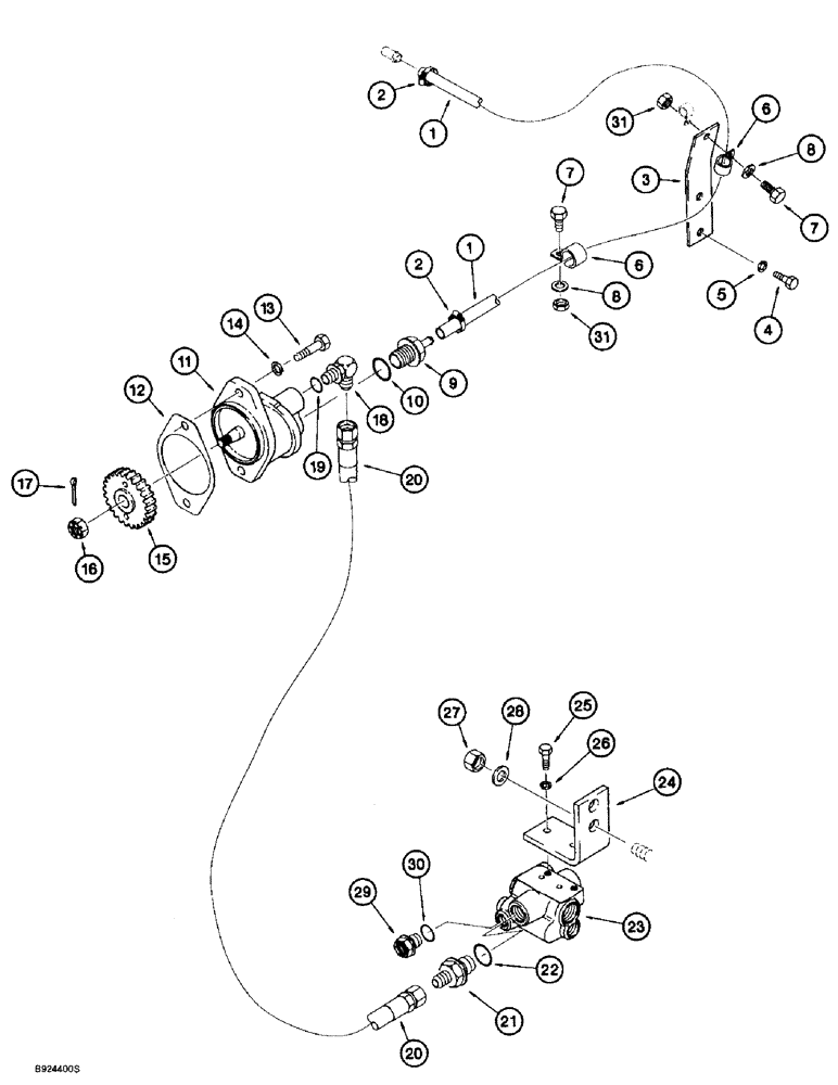 Схема запчастей Case 721B - (7-08) - MAIN BRAKE HYDRAULIC CIRCUIT, RESERVOIR TO PUMP TO ACUMULATOR VALVE (07) - BRAKES