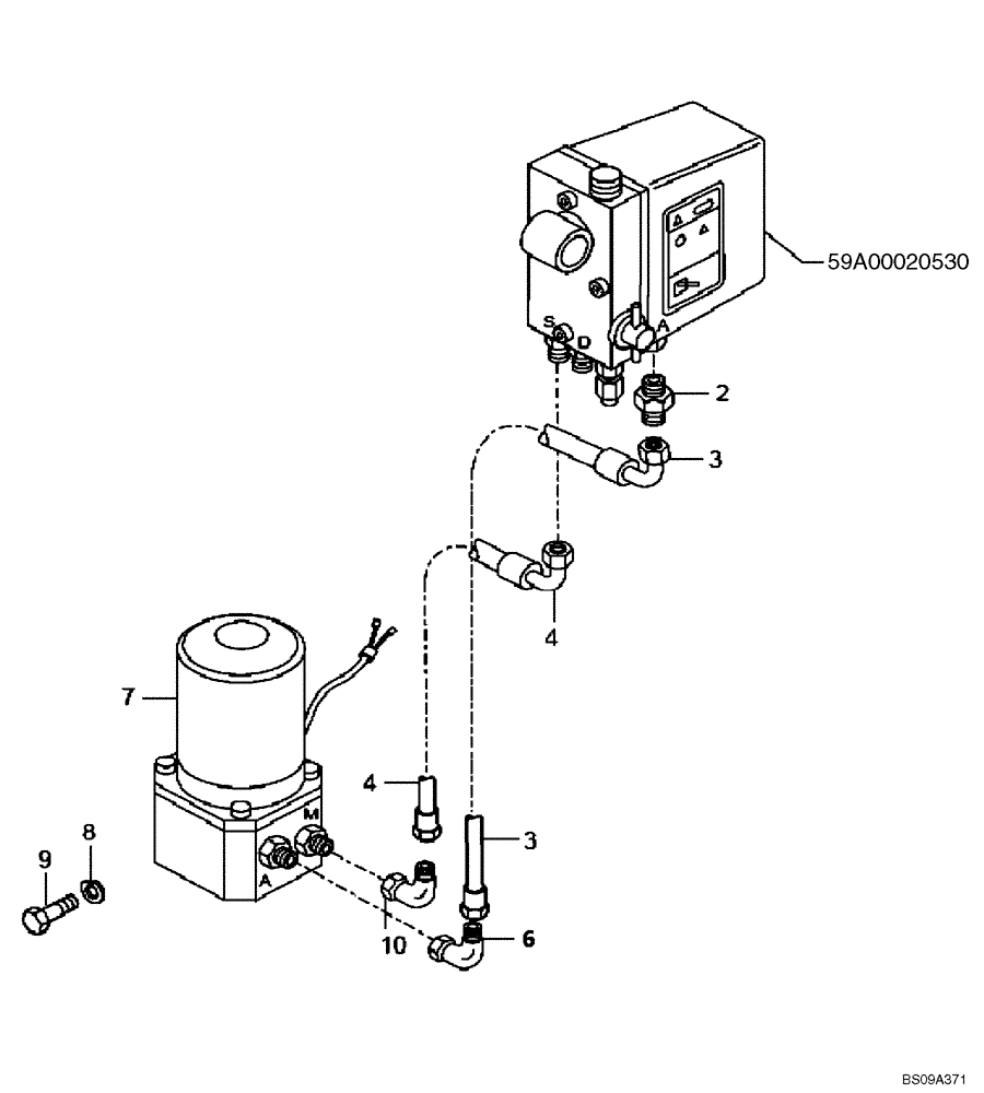 Схема запчастей Case 327B - (59A00010549[001]) - PUMP, HYDRAULIC HOOD TILT (P.I.N. HHD0327BN7PG57000 AND AFTER) (84190593) (10) - Cab/Cowlings