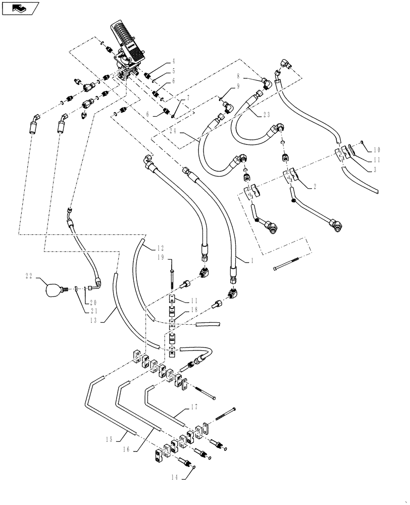Схема запчастей Case 921F - (33.202.07[02]) - MAIN BRAKE VALVE HYDRAULICS (33) - BRAKES & CONTROLS