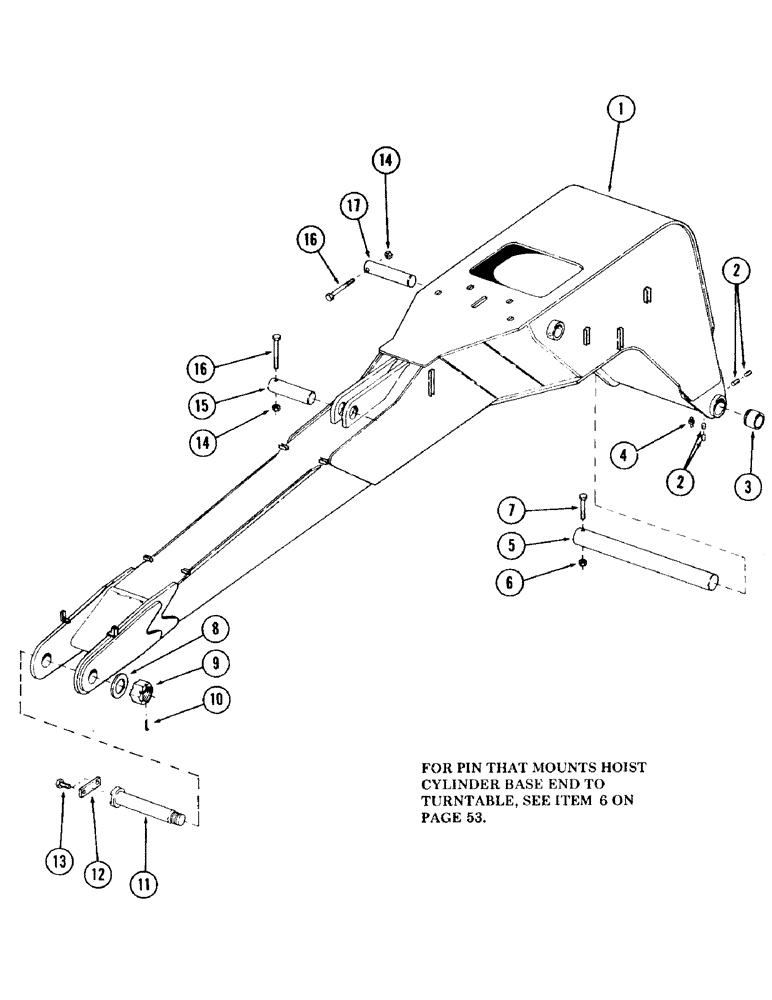 Схема запчастей Case 120 - (101) - MAIN BOOM AND PINS (84) - BOOMS, DIPPERS & BUCKETS