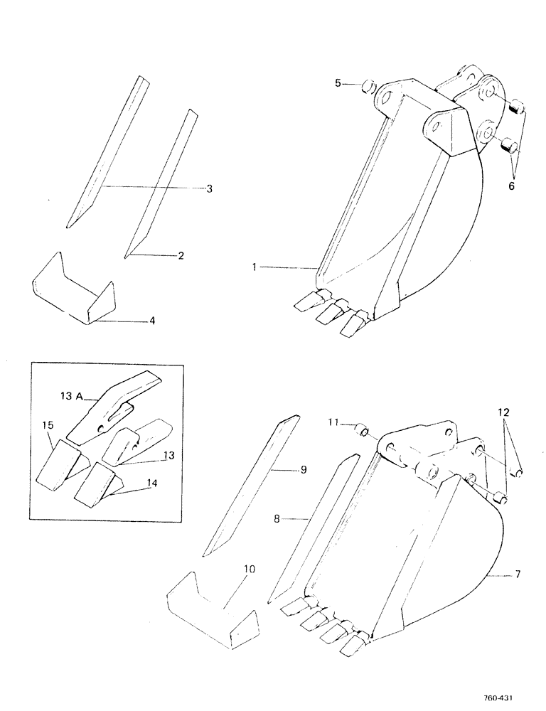 Схема запчастей Case 580F - (240) - AXIAL AND SIDE SHIFT BACKHOE BUCKETS (84) - BOOMS, DIPPERS & BUCKETS