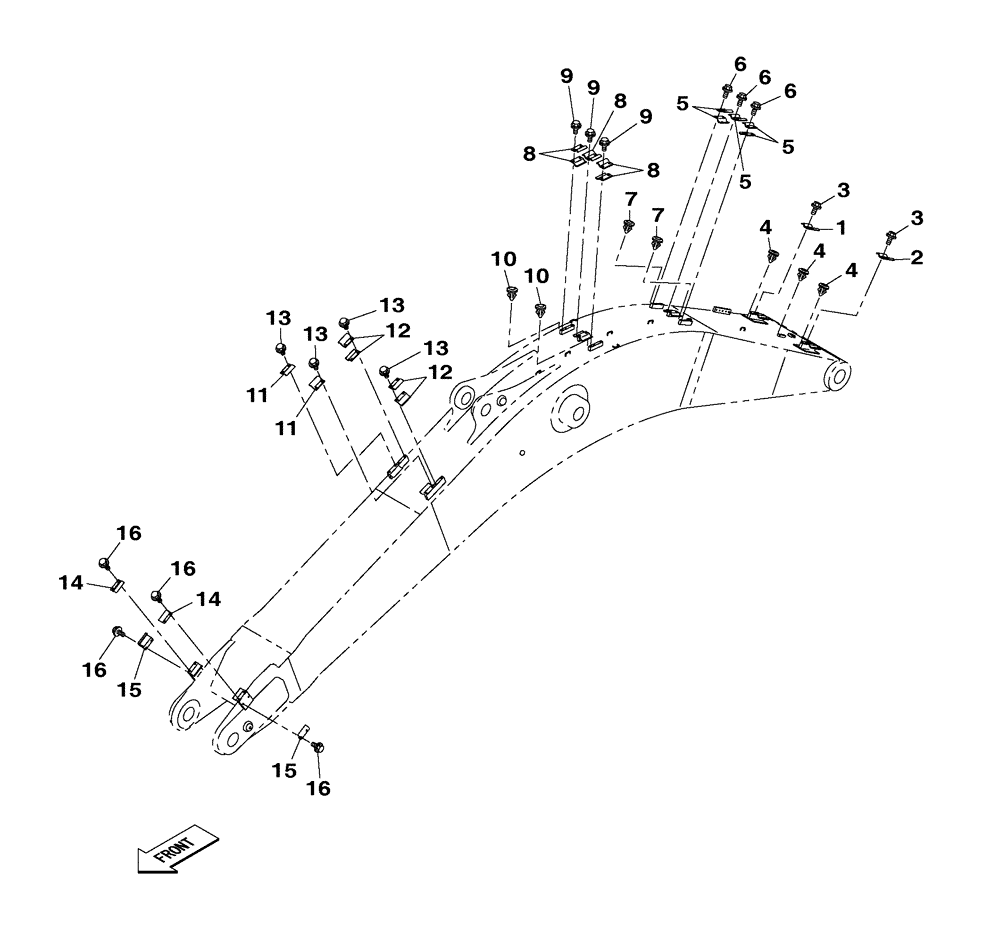 Схема запчастей Case CX350C - (09-033[00]) - MONOBLOCK BOOM - 6.45 M - BRACKET (09) - CHASSIS/ATTACHMENTS