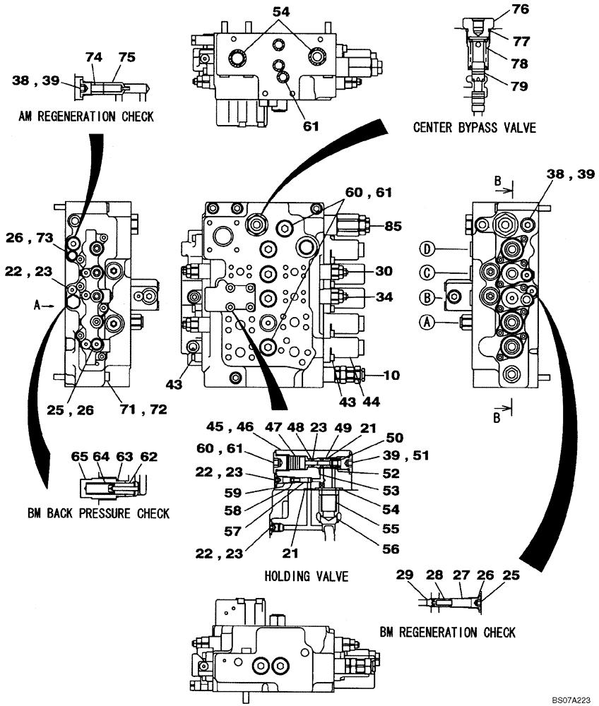 Схема запчастей Case CX160B - (08-61) - KLJ10590 VALVE ASSY - CONTROL (08) - HYDRAULICS