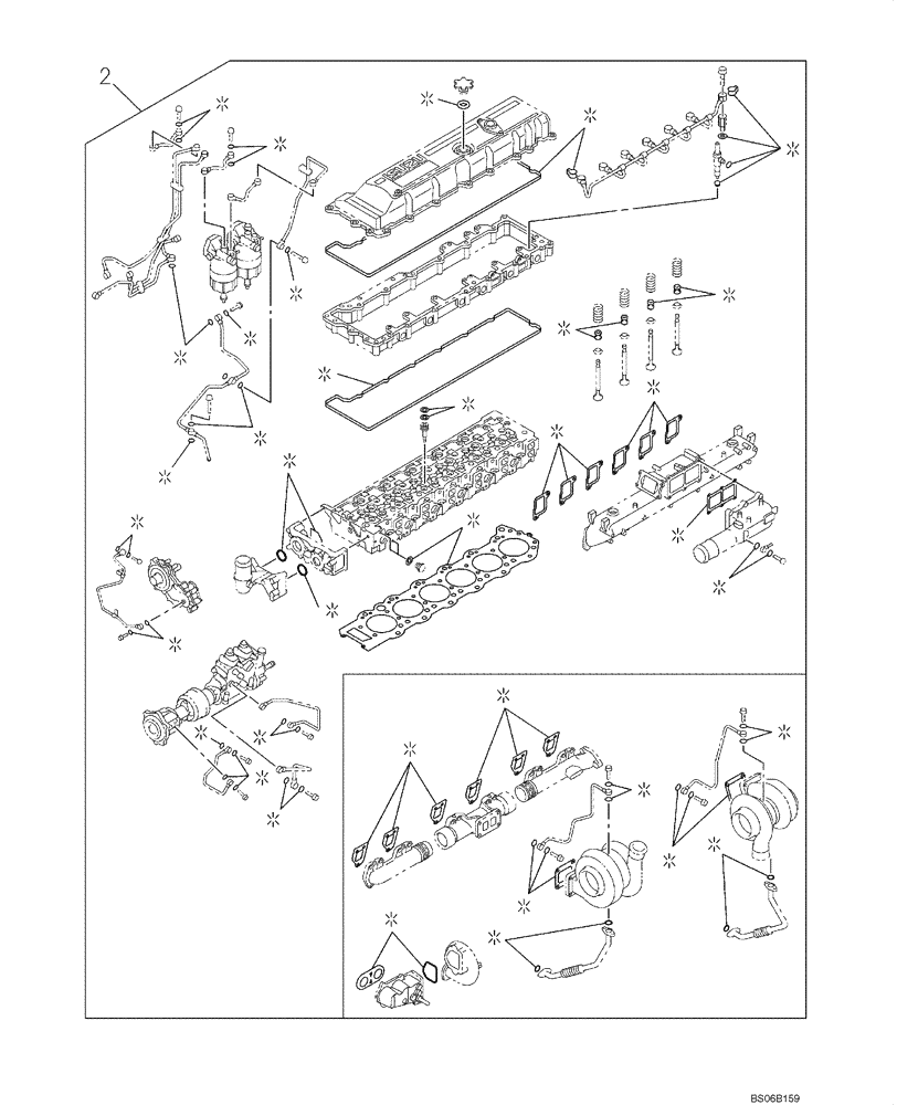 Схема запчастей Case CX800 - (02-005-04[01]) - PACKAGE SEALS - ENGINE (02) - ENGINE