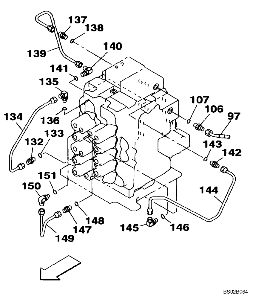Схема запчастей Case CX130 - (08-050) - HYDRAULICS - PILOT CONTROL LINES (08) - HYDRAULICS
