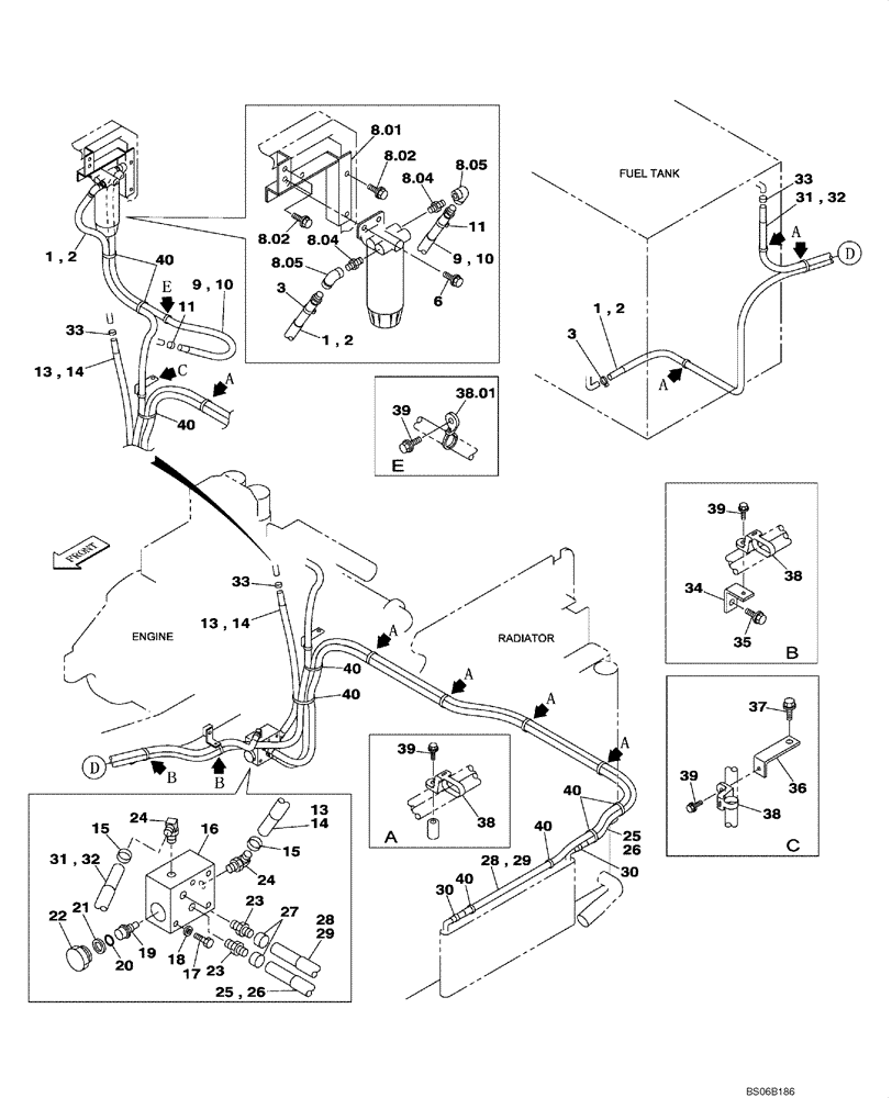 Схема запчастей Case CX700 - (03-001-00[01]) - FUEL SYSTEM (03) - FUEL SYSTEM