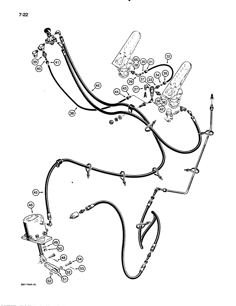 Схема запчастей Case W30 - (7-22) - BRAKE SYST, PARKING BRAKE & CLUTCH CUTOUT (07) - BRAKES