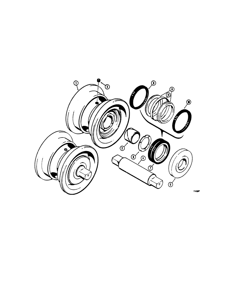 Схема запчастей Case 450 - (194[1]) - D43860 AND R24034 TRACK ROLLERS USED TRACTOR SN. 3040800 THRU 3050801 AS PRODUCTION ITEM (04) - UNDERCARRIAGE