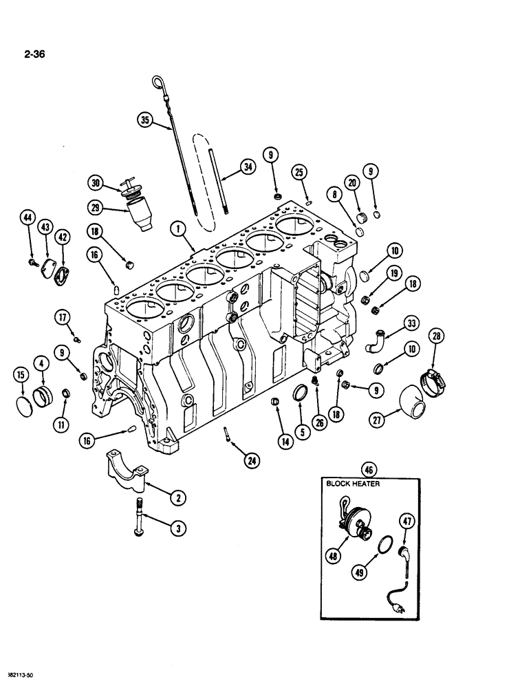 Схема запчастей Case W36 - (2-36) - CYLINDER BLOCK, 6TA-830 ENGINE (02) - ENGINE