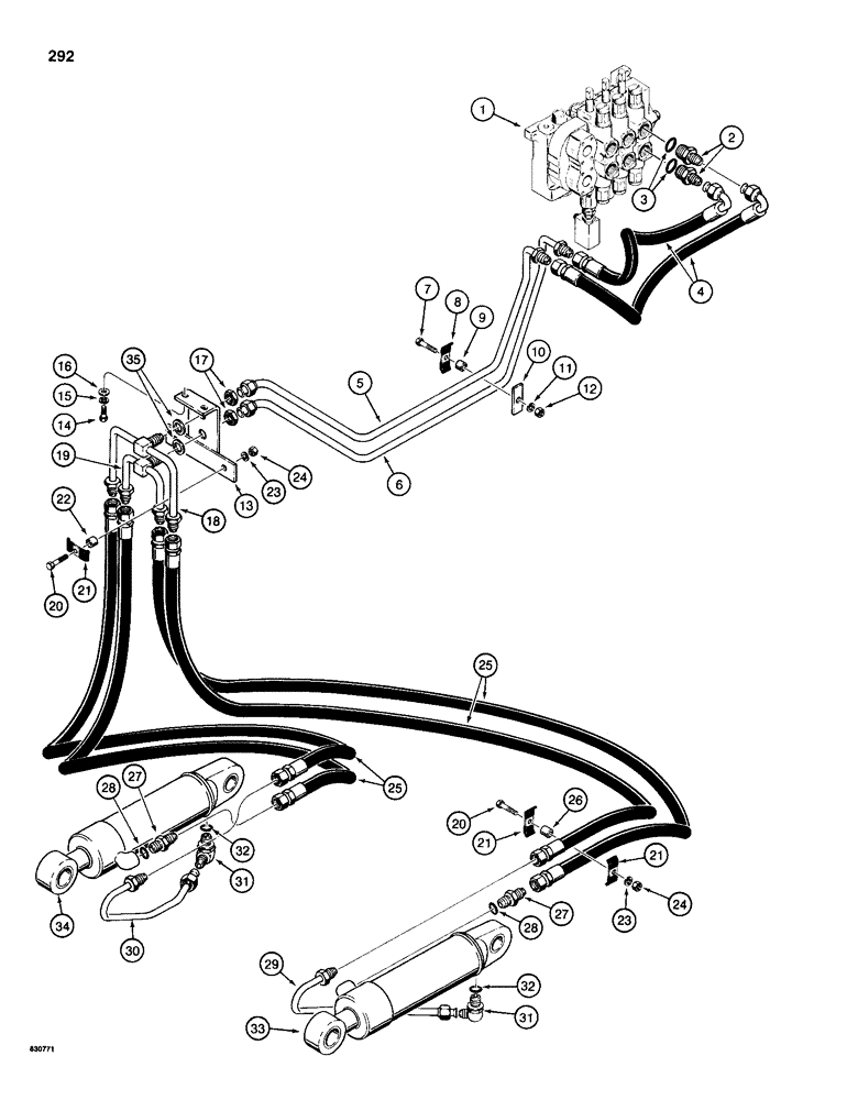 Схема запчастей Case 1155D - (292) - RIPPER HYDRAULIC CIRCUIT (08) - HYDRAULICS