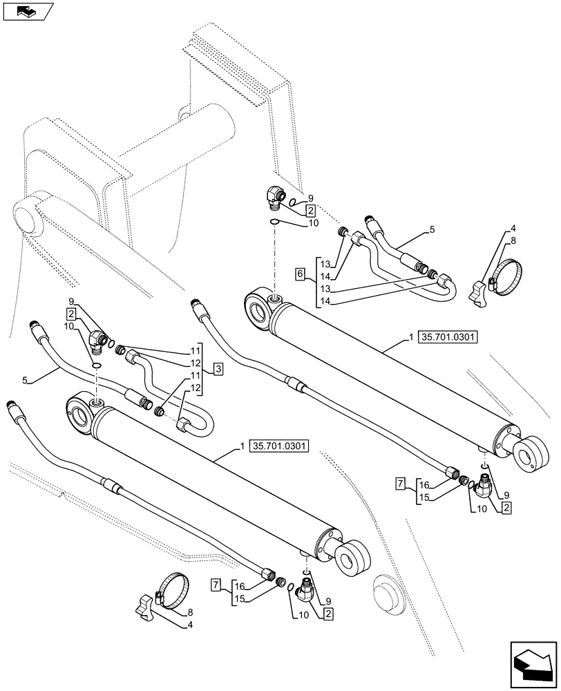 Схема запчастей Case 580SN - (35.701.1101) - HYDRAULICS - LOADER LIFT CYLINDER (35) - HYDRAULIC SYSTEMS