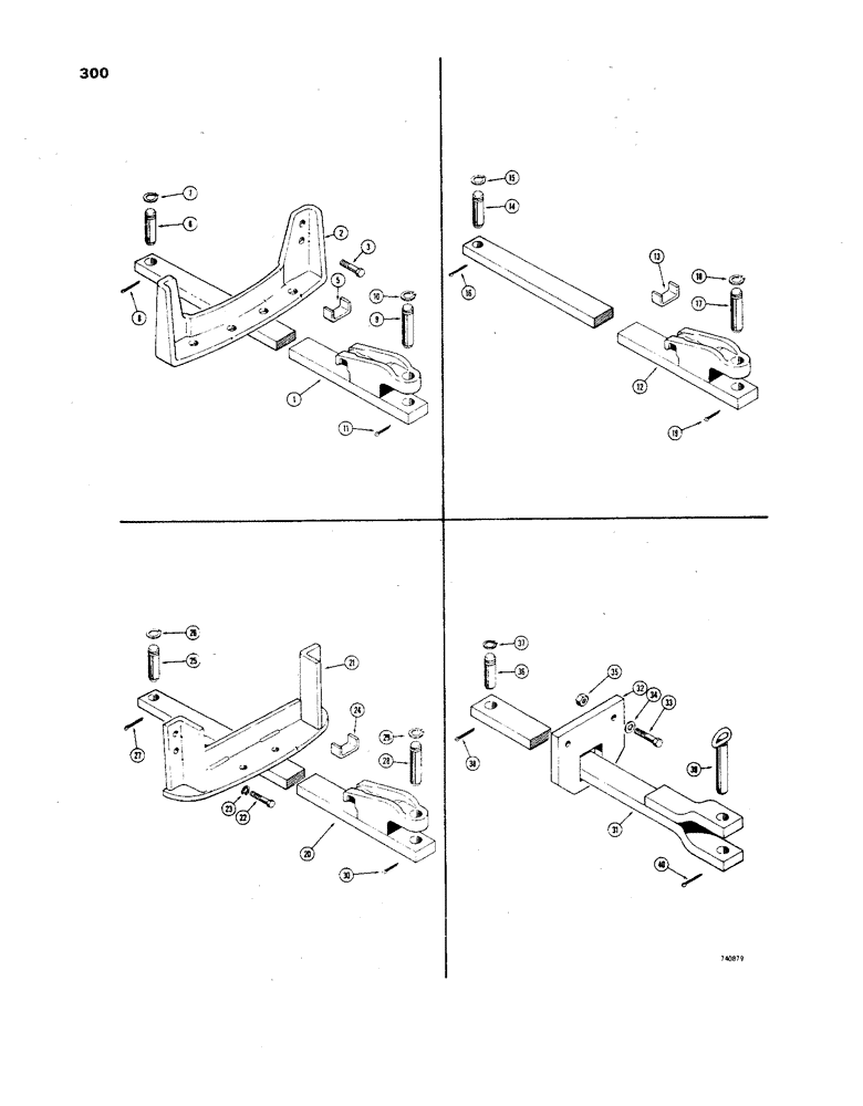 Схема запчастей Case 850 - (300) - DRAWBARS, STANDARD DRAWBAR WITHOUT RIPPER (05) - UPPERSTRUCTURE CHASSIS