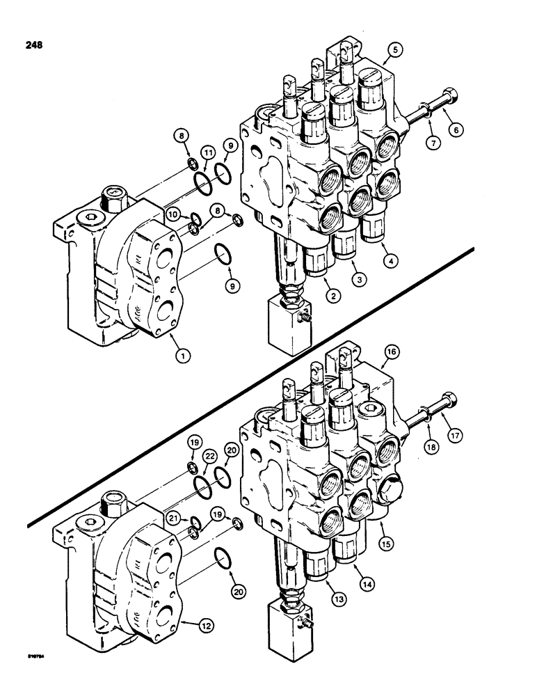 Схема запчастей Case 850C - (248) - R40889 THREE SPOOL CONTROL VALVE, LOADER WITH RIPPER OR CLAM (07) - HYDRAULIC SYSTEM