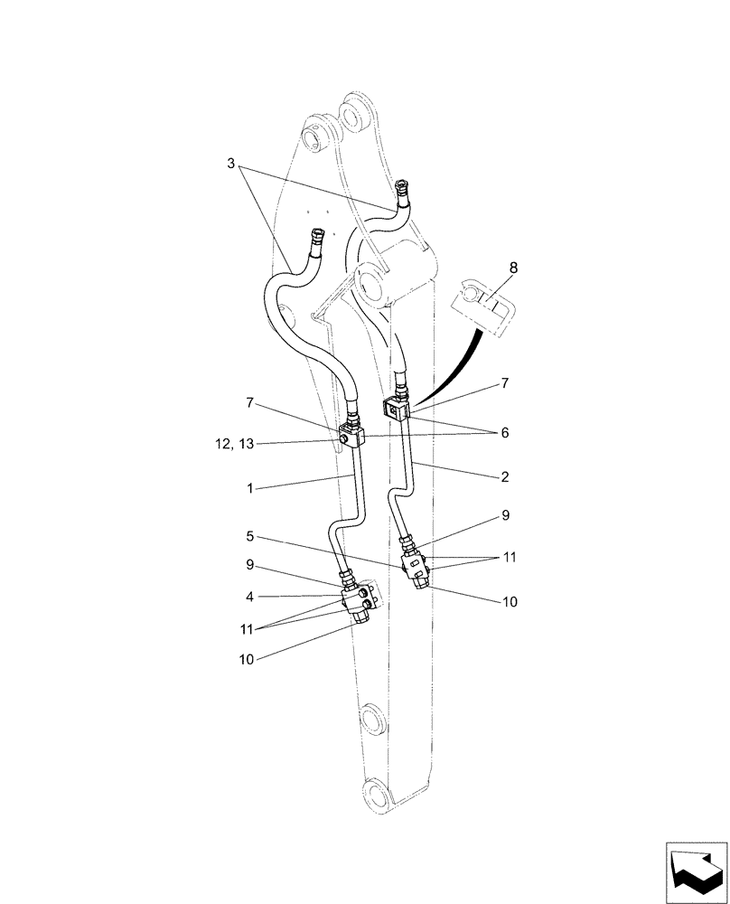 Схема запчастей Case CX50B - (03-018) - HYD LINES, ARM (35) - HYDRAULIC SYSTEMS