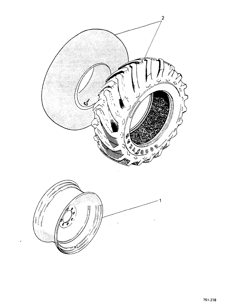 Схема запчастей Case 580F - (114) - REAR WHEELS AND TIRES (44) - WHEELS