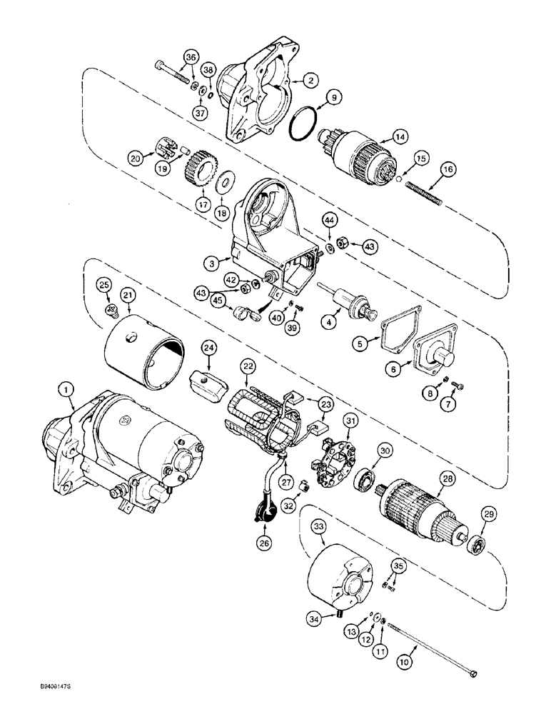 Схема запчастей Case 590L - (4-02) - STARTER (04) - ELECTRICAL SYSTEMS