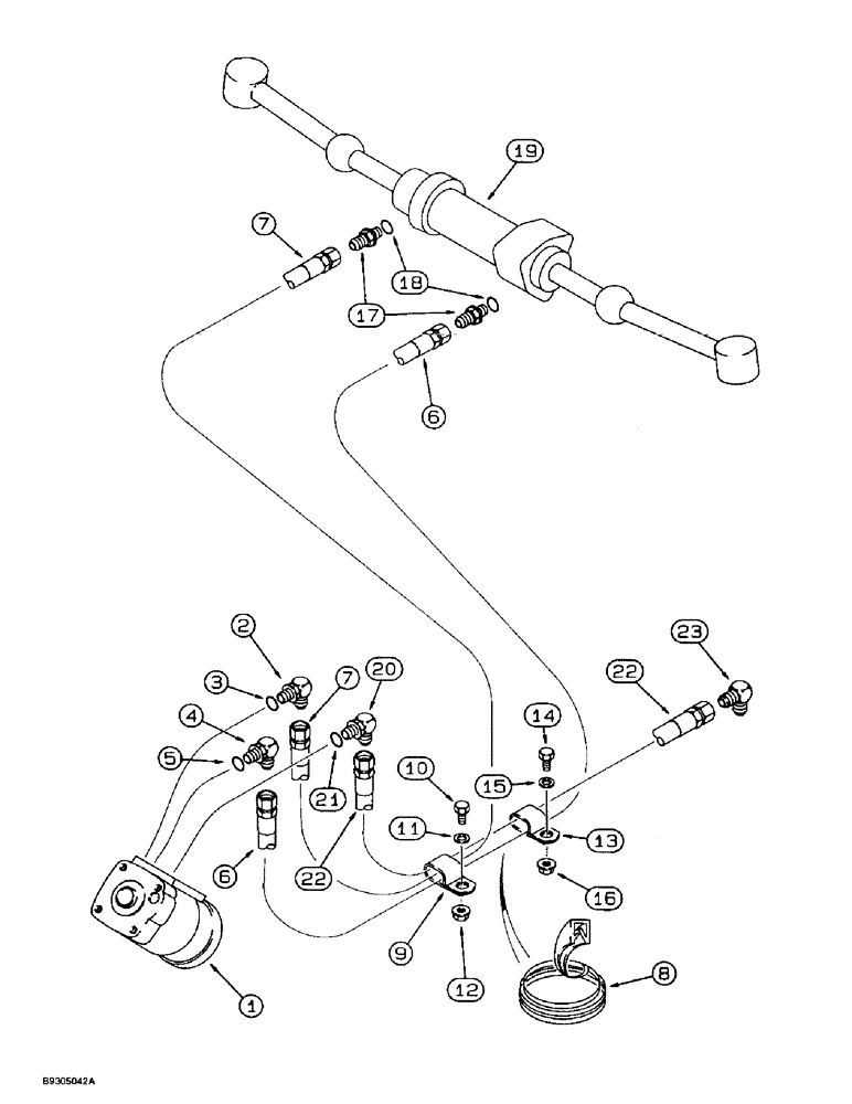 Схема запчастей Case 560 - (5-12) - FRONT STEERING HYD. CIRCUIT, CNTRL. VALVE TO FRONT STEERING CYL. & CNTRL. VALVE TO BACKHOE BULKHEAD (05) - STEERING