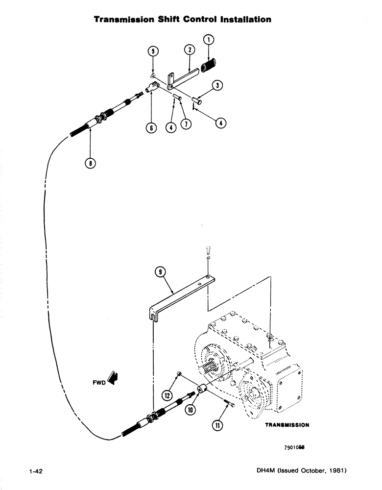Схема запчастей Case DH4B - (1-42) - TRANSMISSION SHIFT CONTROL INSTALLATION (21) - TRANSMISSION