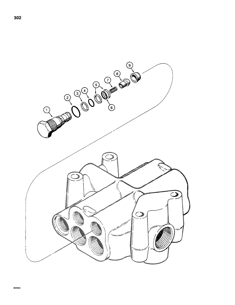 Схема запчастей Case 480C - (302) - PARKER LOADER CONTROL VALVE, LOAD CHECK VALVE (35) - HYDRAULIC SYSTEMS