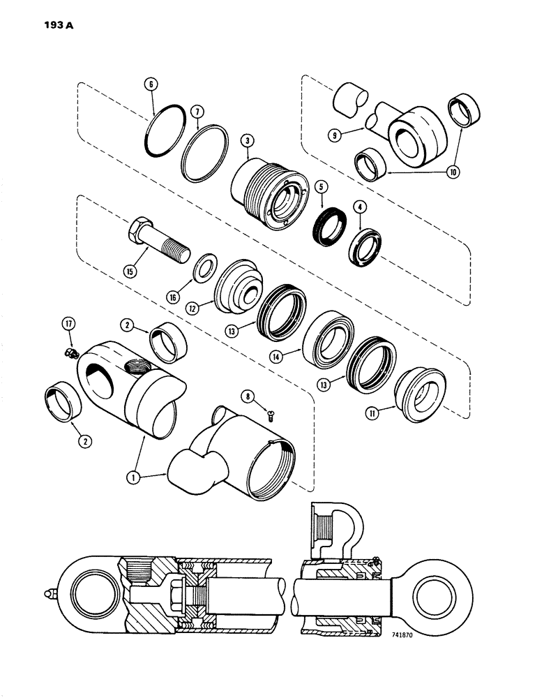 Схема запчастей Case W14 - (193A) - G33852 AND G33853 LOADER BUCKET CYLINDERS, GLAND HAS IDENTIFICATION RING (08) - HYDRAULICS