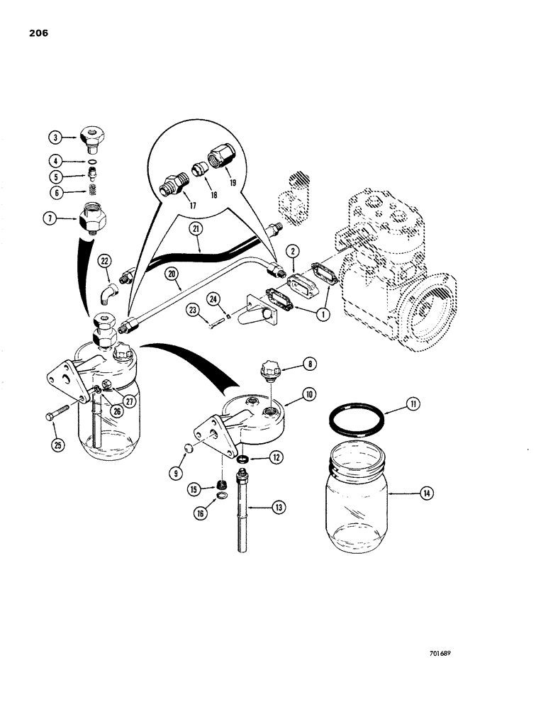 Схема запчастей Case W26B - (206) - ALCOHOL EVAPORATOR (07) - BRAKES