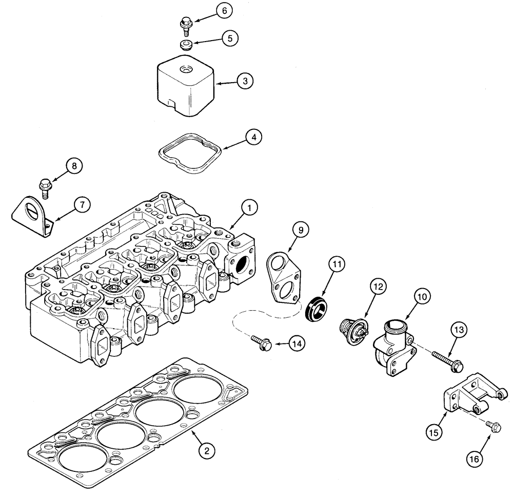 Схема запчастей Case 650H - (02-15) - CYLINDER HEAD COVER (02) - ENGINE