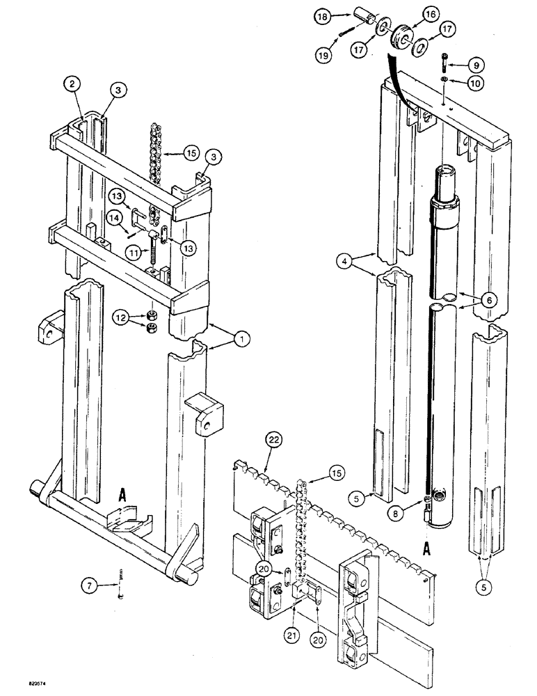 Схема запчастей Case W4 - (180) - FORKLIFT MAST AND CARRIAGE (09) - CHASSIS/ATTACHMENTS