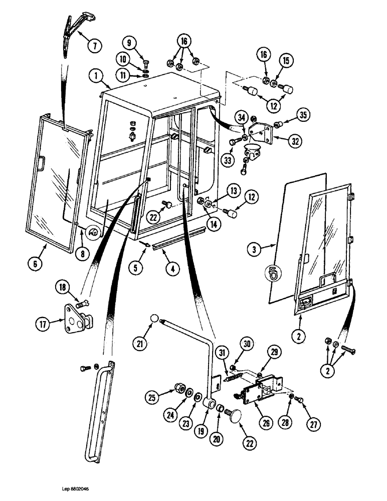 Схема запчастей Case 1088 - (9E-02) - CAB, CAB FRAME AND RELATED PARTS, P.I.N. FROM 19801 TO XXXXX (09) - CHASSIS/ATTACHMENTS