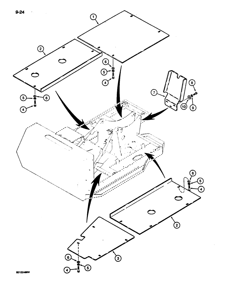 Схема запчастей Case 1187C - (9-24) - TURNTABLE GUARDS (09) - CHASSIS