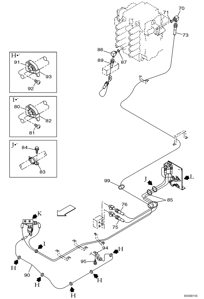 Схема запчастей Case CX700 - (08-043-00[01]) - HYDRAULIC CIRCUIT - SINGLE ACTING CIRCUIT (08) - HYDRAULICS