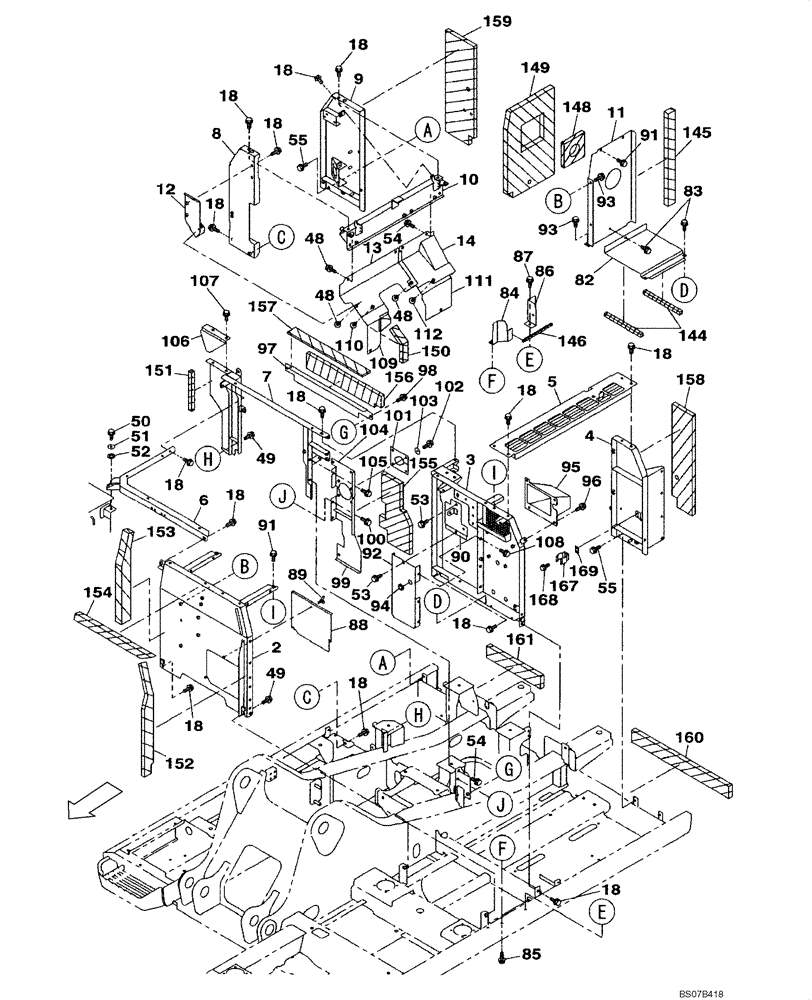 Схема запчастей Case CX210BNLC - (09-05) - FRAMES, COVERS - INSULATION (09) - CHASSIS/ATTACHMENTS