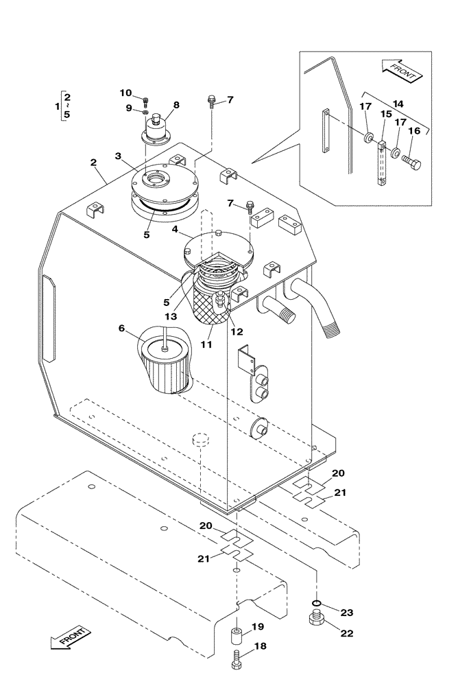 Схема запчастей Case CX350 - (08-005-00[01]) - HYDRAULIC RESERVOIR - KAWASAKI (08) - HYDRAULICS