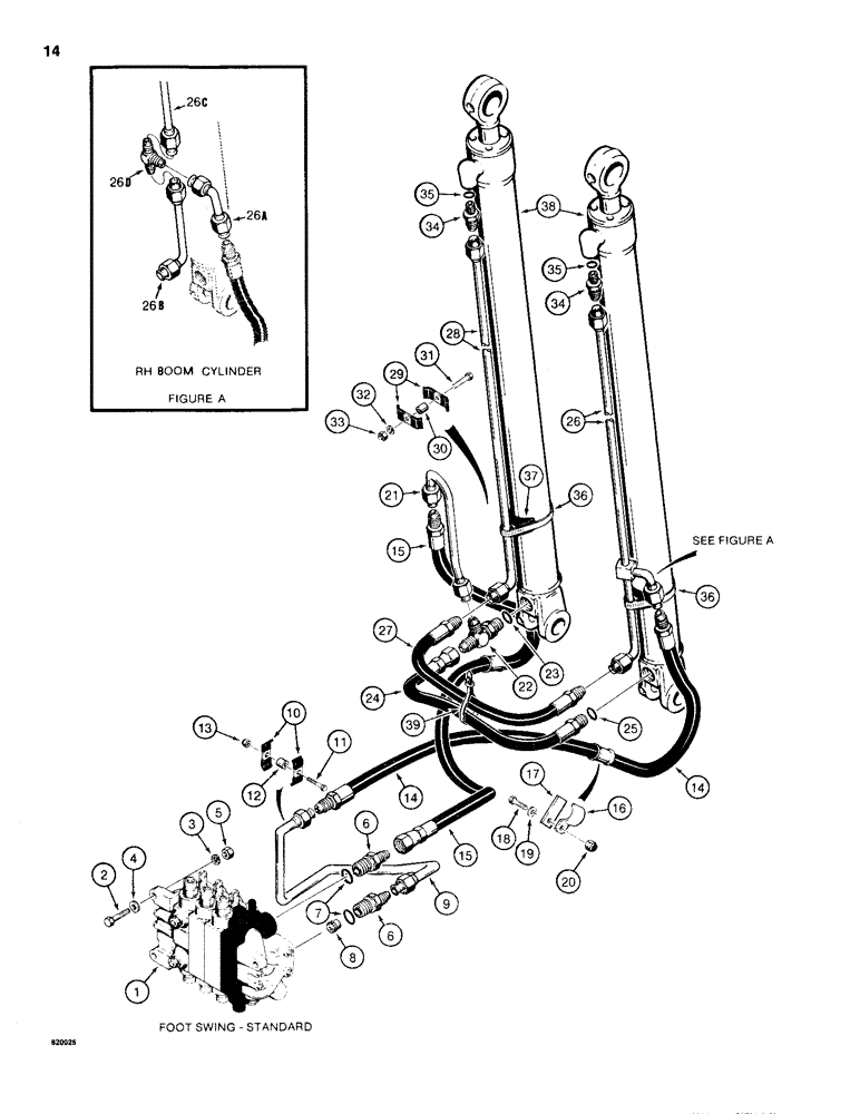 Схема запчастей Case 35WL - (14) - BOOM CYLINDER HYDRAULIC CIRCUIT 