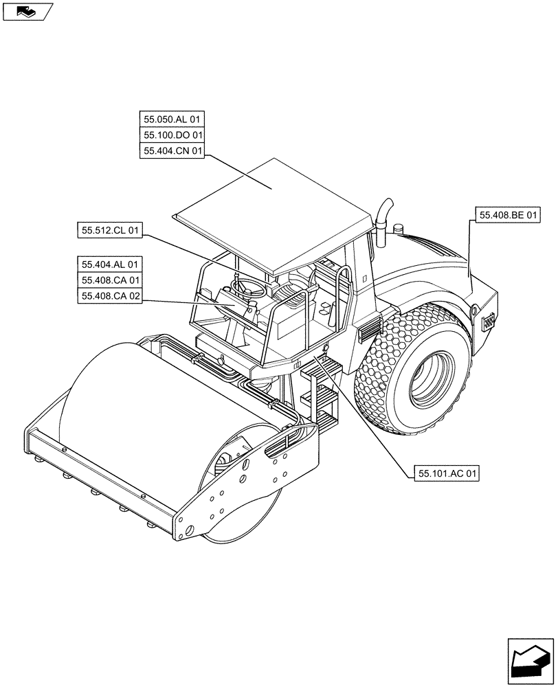 Схема запчастей Case SV211 - (55.000.00) - SECTION INDEX - ELECTRICAL SYSTEMS (55) - ELECTRICAL SYSTEMS