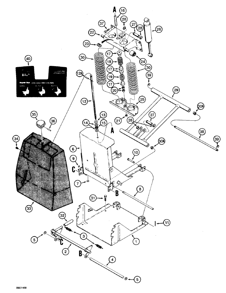 Схема запчастей Case 590 - (9-100) - SUSPENSION SEAT ADJUSTER ASSEMBLY (09) - CHASSIS/ATTACHMENTS
