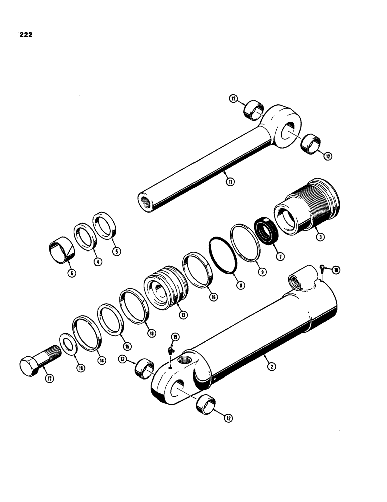 Схема запчастей Case 35 - (222) - G101541 LOADER HYDRA-LEVELING CYLINDER, WITH ONE PIECE PISTON 